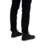Pair Black Suede Ankle Boots - Barefoot Wide Toe Calf Leather | Bespoky
