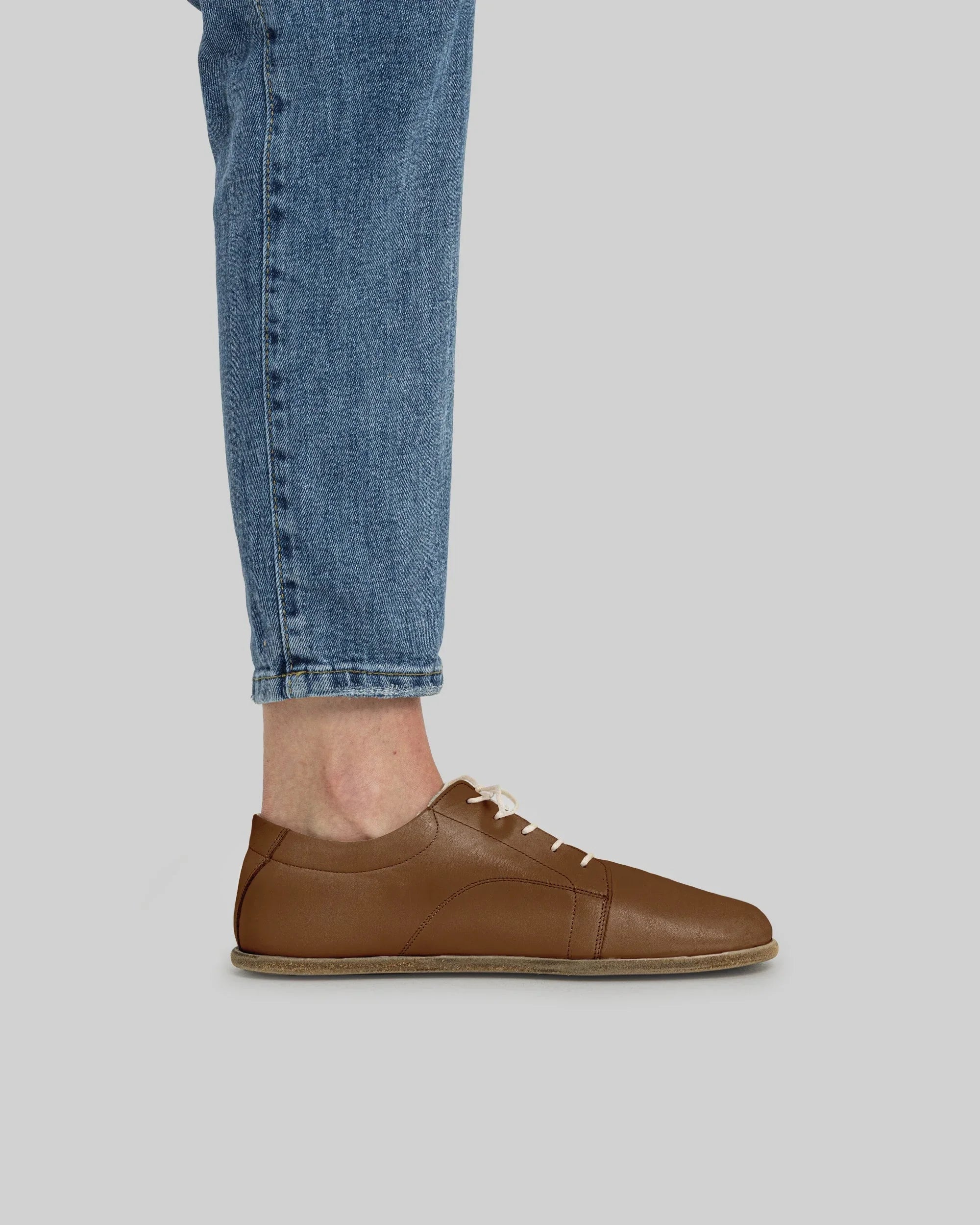 Back view Dark Tan Barefoot Sneaker - Calf Leather Handcrafted | Bespoky