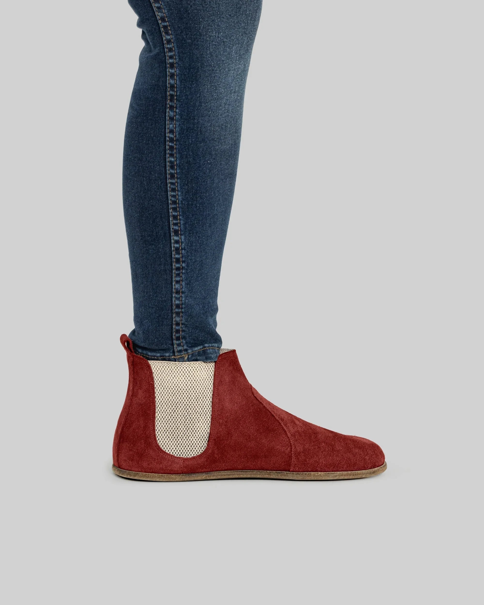 Back view Burgundy Suede Chelsea Boots - Calf Leather Handcrafted | Bespoky