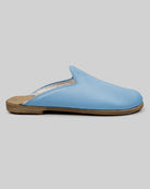 Side view Baby Blue Shearling Slippers - Calf Leather Zero Drop | Bespoky