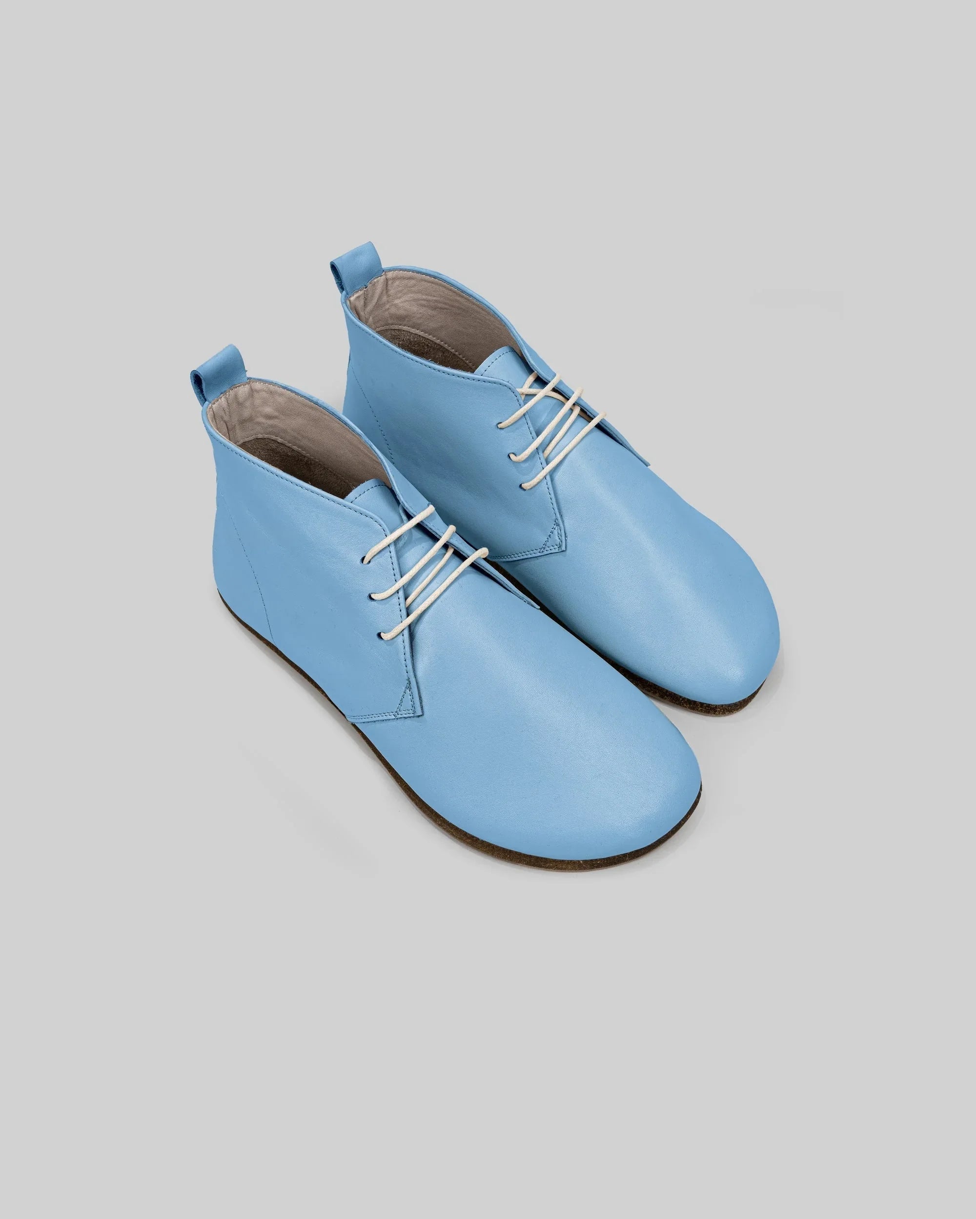 Men's Baby Blue Ankle Boots - Handcrafted Calf Leather Wide Toe Box | Bespoky