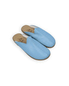 Men's Baby Blue Shearling Slippers - Handcrafted Calf Leather Wide Toe Box | Bespoky