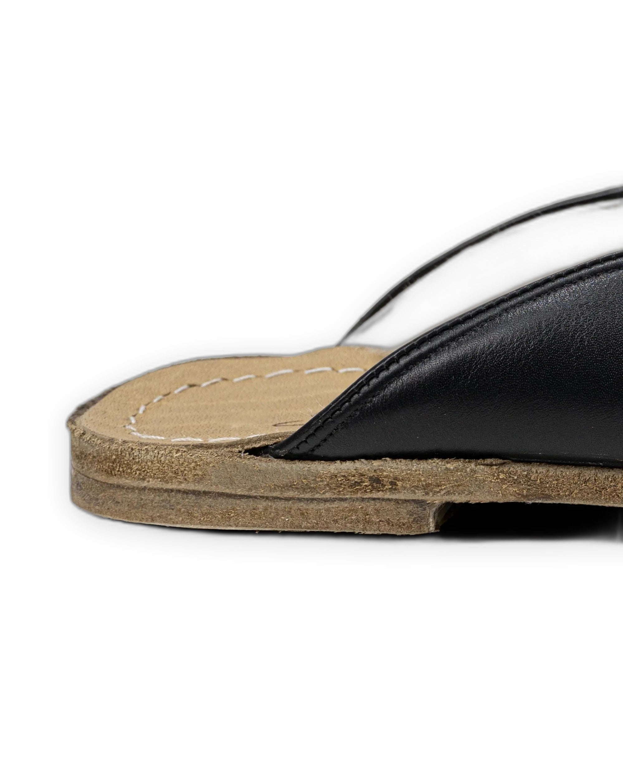 Pair Black Shearling Slippers - Barefoot Wide Toe Calf Leather | Bespoky