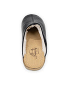 Back view Black Shearling Slippers - Calf Leather Handcrafted | Bespoky
