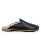 Close-up calf leather - Black Shearling Slippers Detail | Bespoky