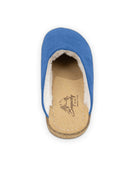 Side view Blue Suede Shearling Slippers - Calf Leather Zero Drop | Bespoky