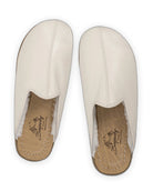 Side view Cream Shearling Slippers - Calf Leather Zero Drop | Bespoky