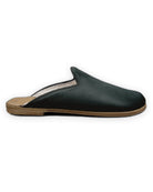 Side view Dark Green Shearling Slippers - Calf Leather Zero Drop | Bespoky