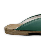 Detail Green Shearling Slippers - Handcrafted Calf Leather Turkey | Bespoky