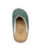 Pair Green Shearling Slippers - Barefoot Wide Toe Calf Leather | Bespoky