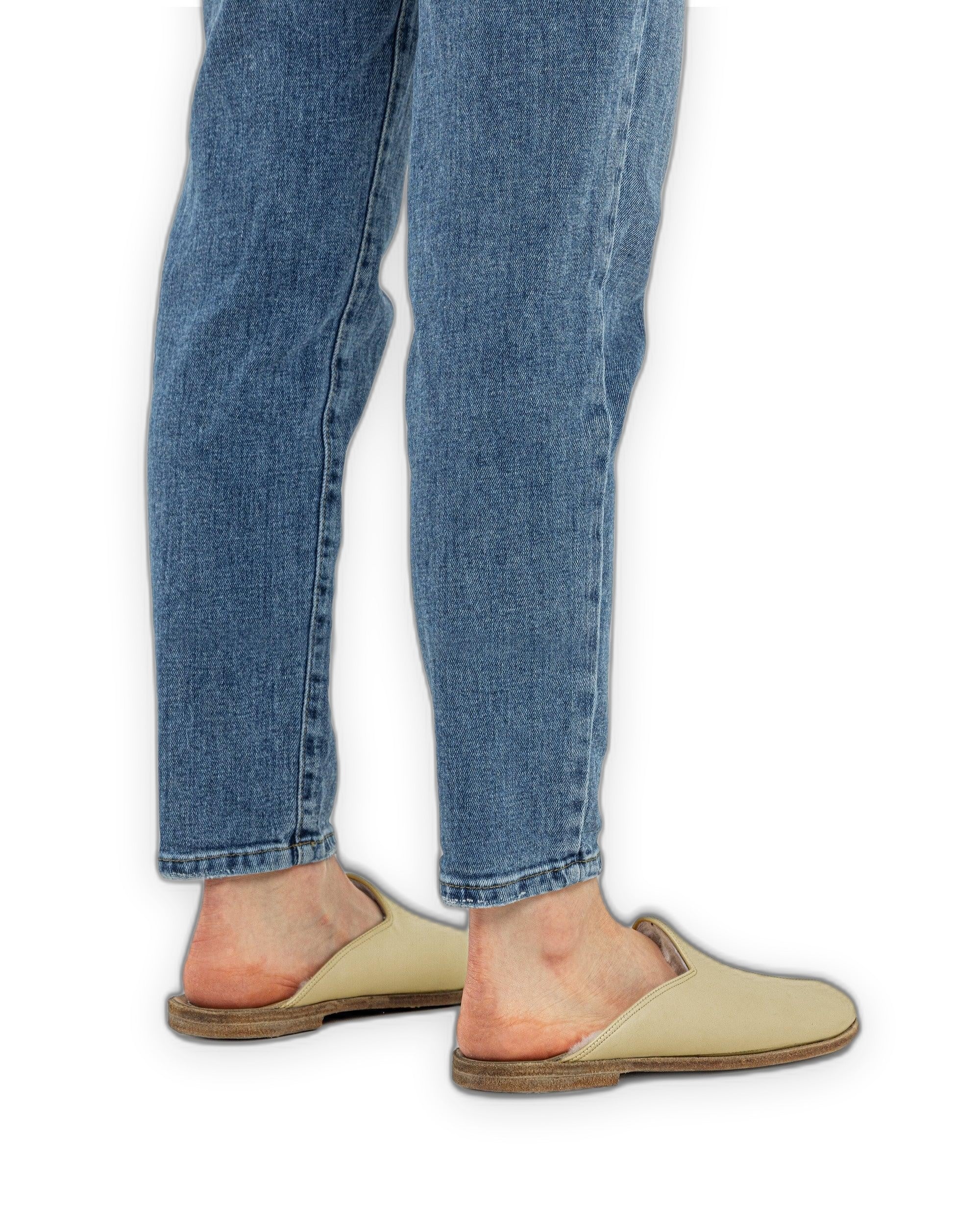 Detail Yellow Shearling Slippers - Handcrafted Calf Leather Turkey | Bespoky
