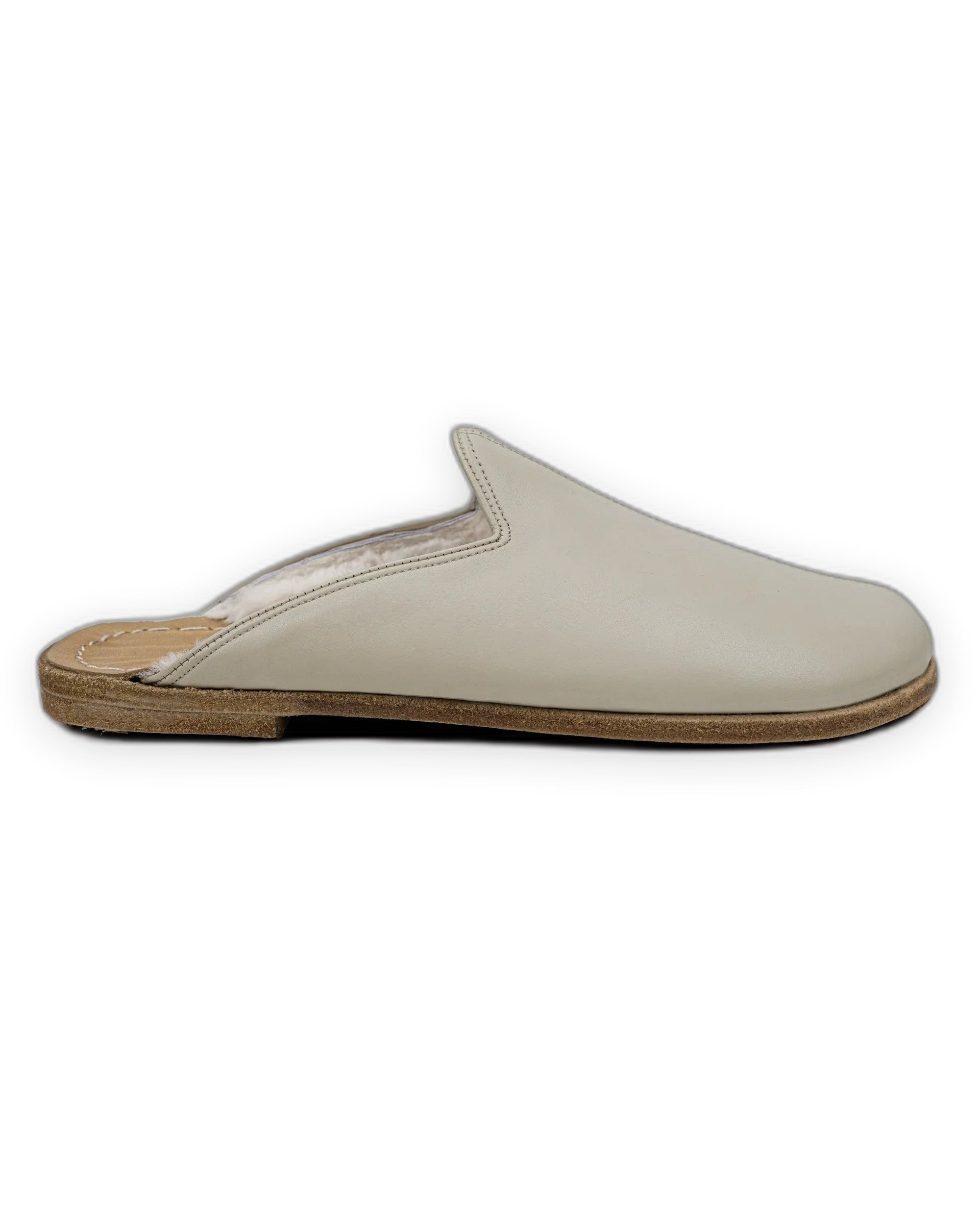 Sole detail Lucas Beige Shearling Slippers - Zero Drop Calf Leather | Bespoky