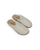 Men's Lucas Beige Shearling Slippers - Handcrafted Calf Leather Wide Toe Box | Bespoky