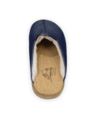 Top view Navy Blue Shearling Slippers - Handcrafted Calf Leather | Bespoky
