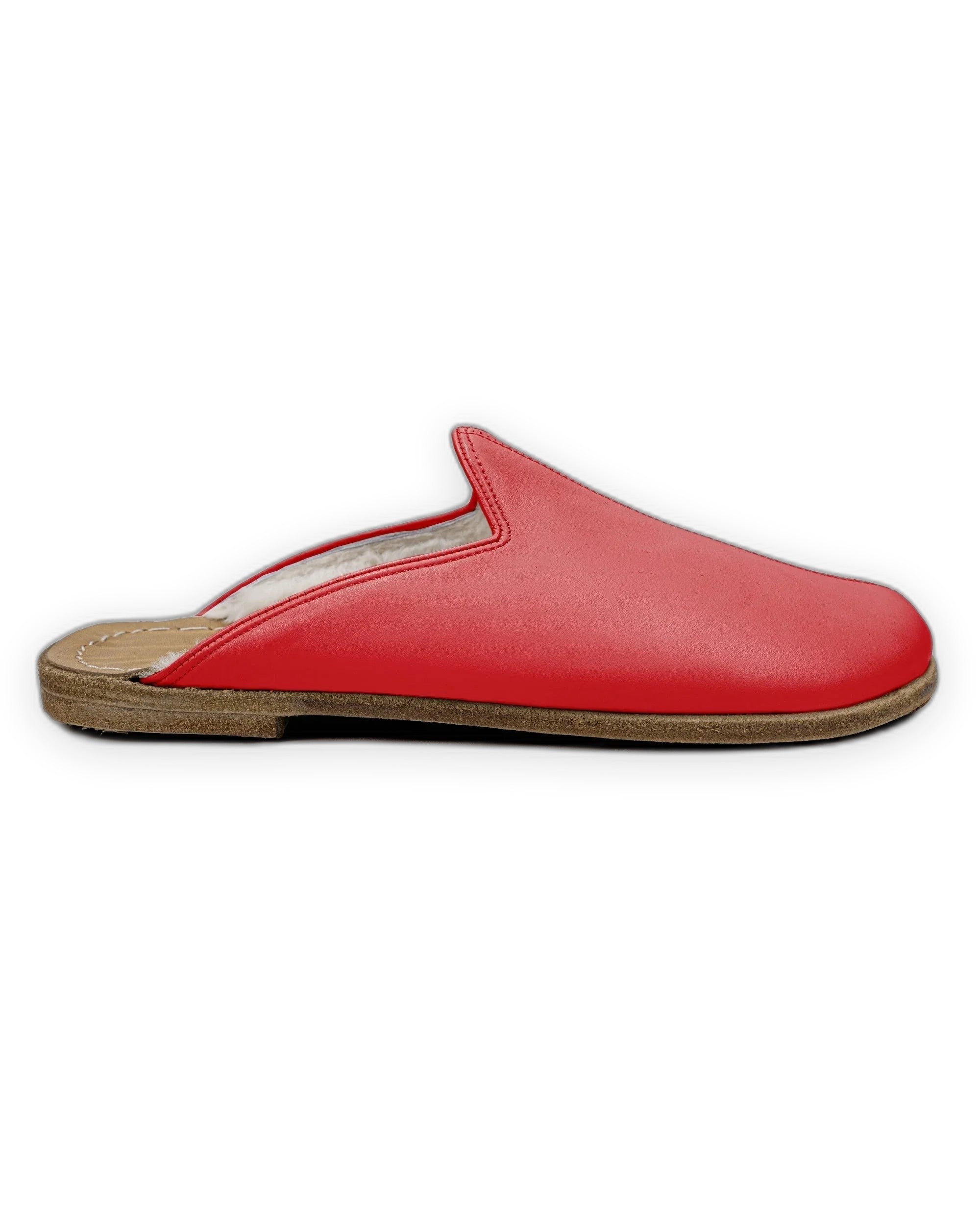 Side view Gold Shearling Slippers - Calf Leather Zero Drop | Bespoky