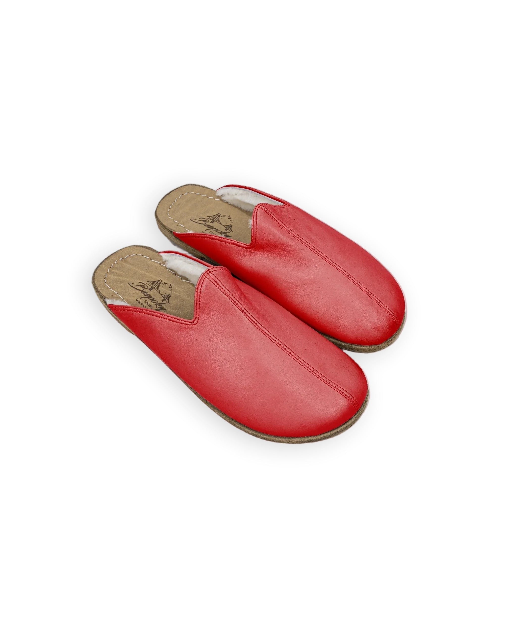 Men's Gold Shearling Slippers - Handcrafted Calf Leather Wide Toe Box | Bespoky