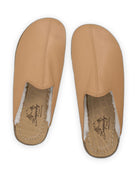 Detail Undyed Shearling Slippers - Handcrafted Calf Leather Turkey | Bespoky