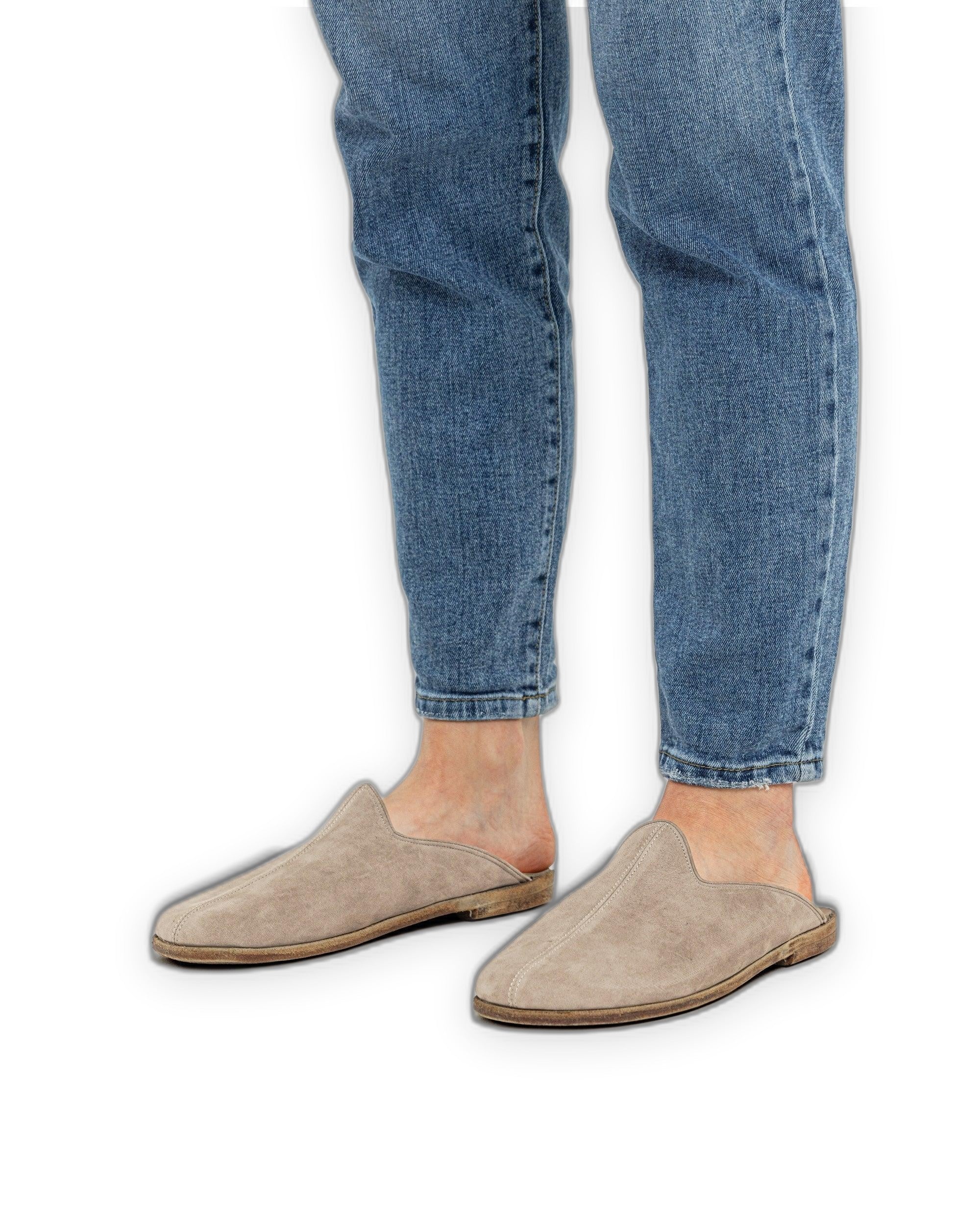 Detail Beige Shearling Slippers - Handcrafted Calf Leather Turkey | Bespoky