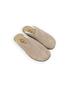 Women's Beige Shearling Slippers - Handcrafted Calf Leather Wide Toe Box | Bespoky