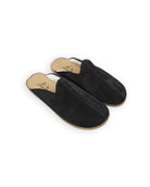 Women's Black Shearling Slippers - Handcrafted Calf Leather Wide Toe Box | Bespoky