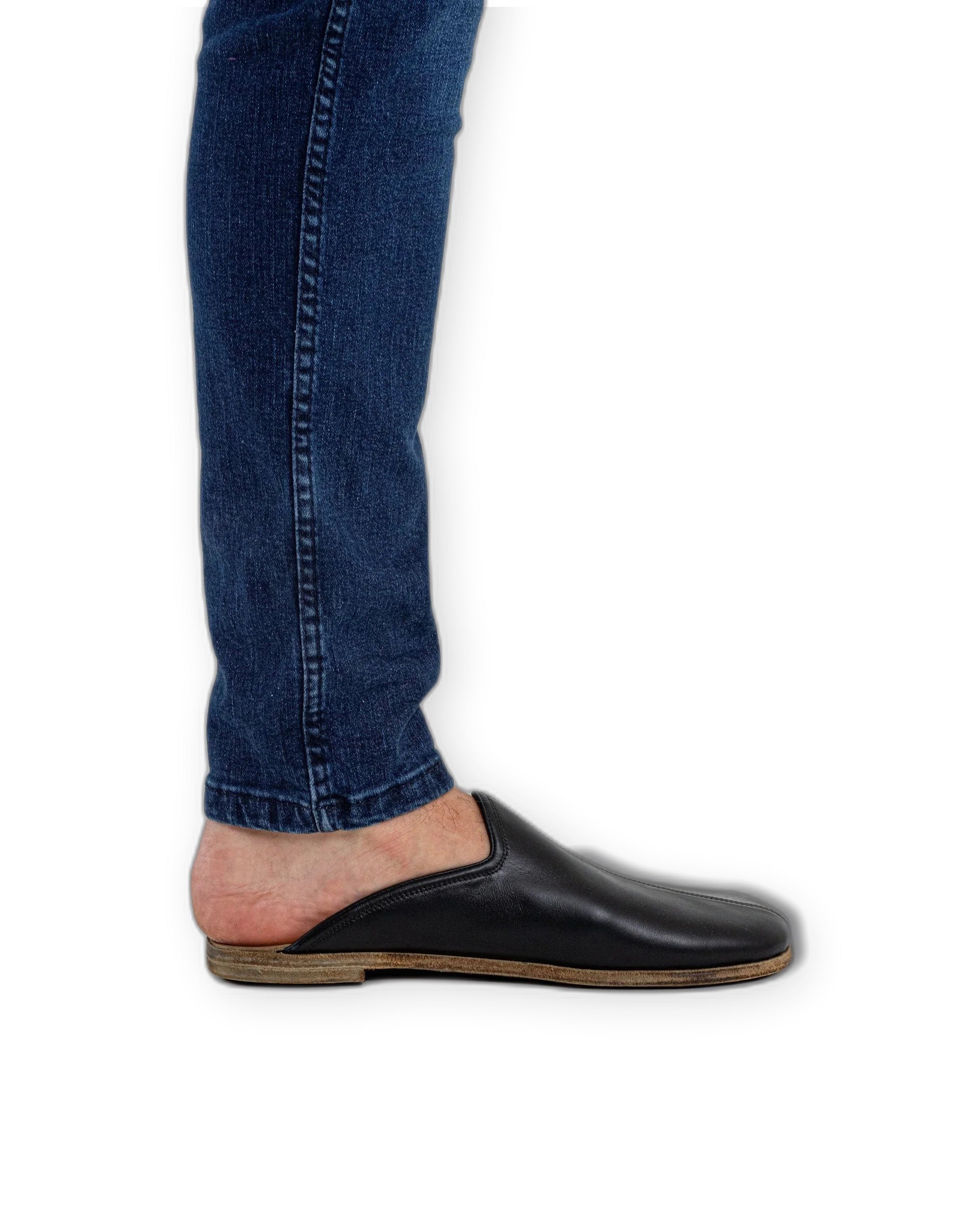 Detail Black Shearling Slippers - Handcrafted Calf Leather Turkey | Bespoky