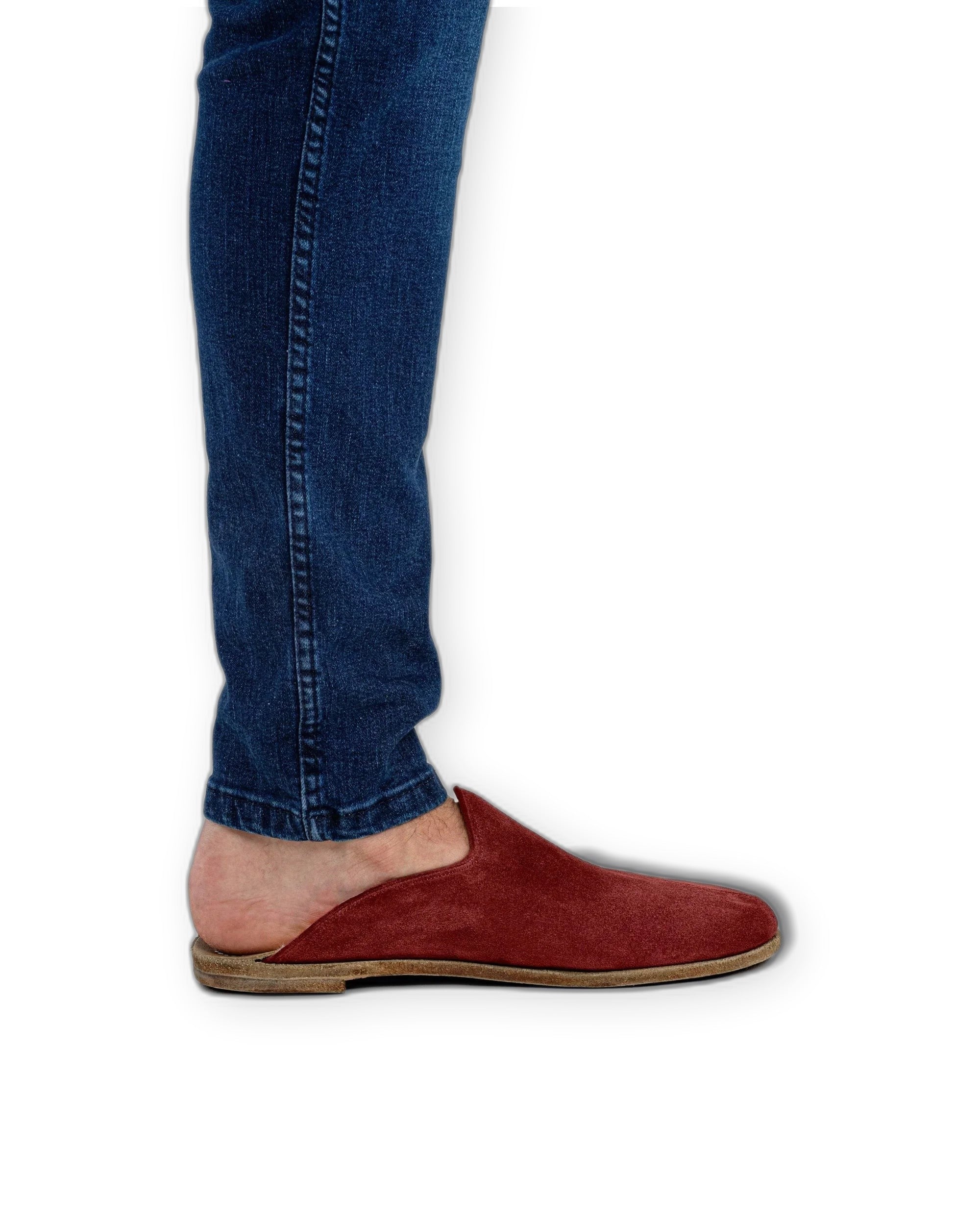 Detail Burgundy Shearling Slippers - Handcrafted Calf Leather Turkey | Bespoky