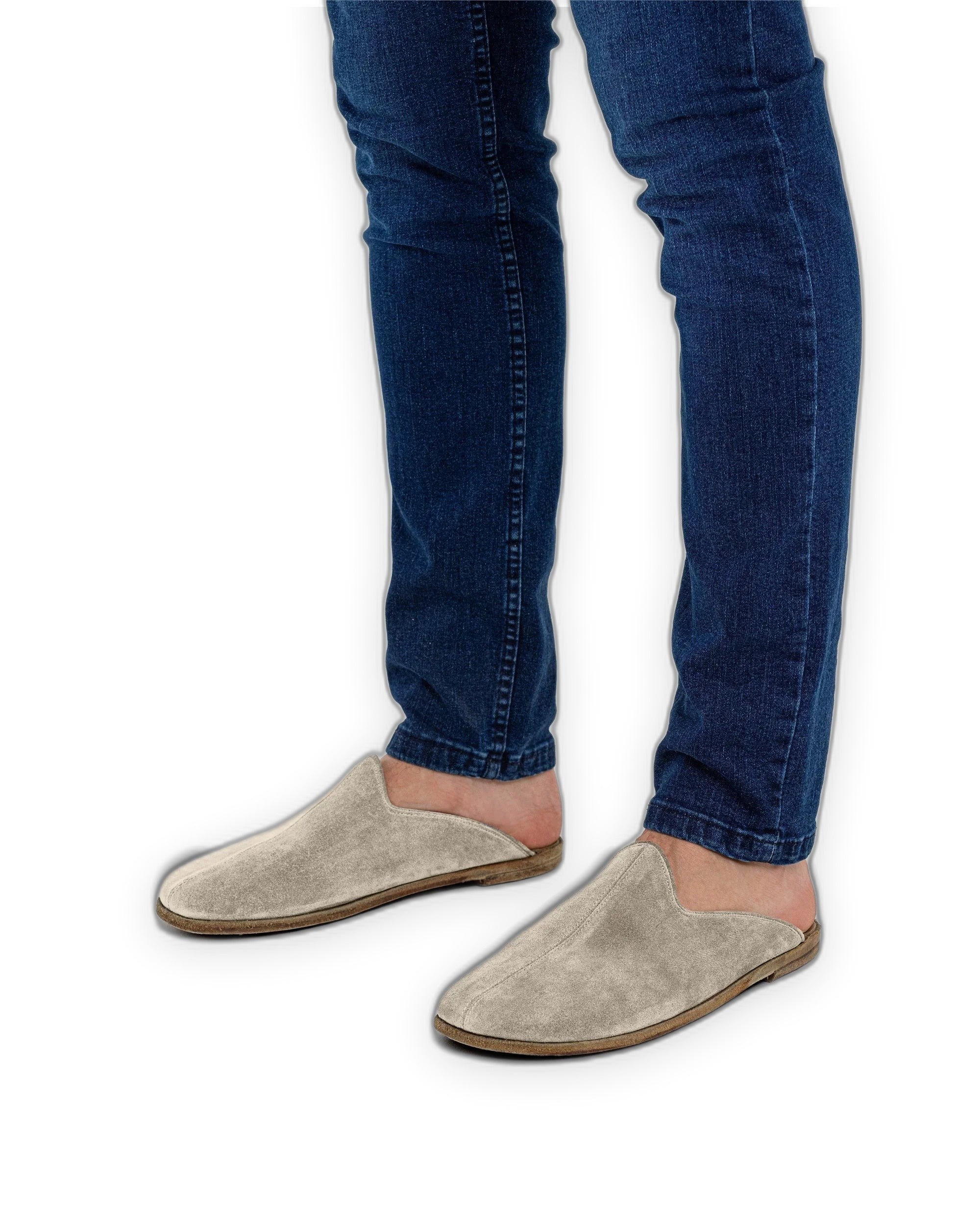Side view Cream Shearling Slippers - Calf Leather Zero Drop | Bespoky