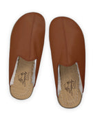 Pair Dark Brown Shearling Slippers - Barefoot Wide Toe Calf Leather | Bespoky