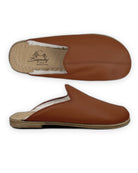 Back view Dark Brown Shearling Slippers - Calf Leather Handcrafted | Bespoky