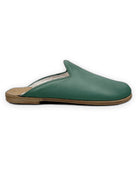 Back view Green Shearling Slippers - Calf Leather Handcrafted | Bespoky