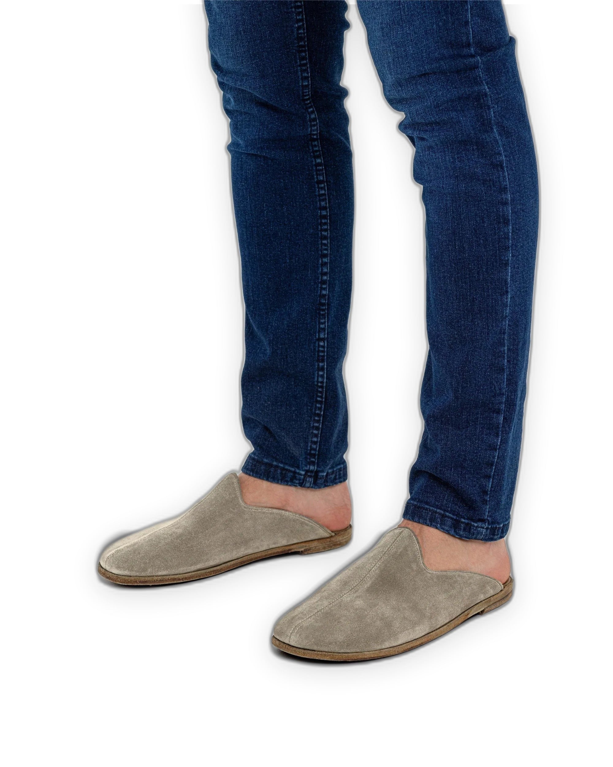 Side view Gold Shearling Slippers - Calf Leather Zero Drop | Bespoky