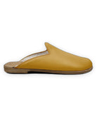 Side view Mustard Shearling Slippers - Calf Leather Zero Drop | Bespoky