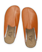 Top view Orange Shearling Slippers - Handcrafted Calf Leather | Bespoky