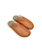 Women's Orange Shearling Slippers - Handcrafted Calf Leather Wide Toe Box | Bespoky
