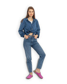 Back view Pink Shearling Slippers - Calf Leather Handcrafted | Bespoky