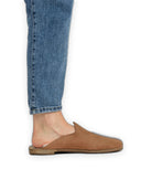 Pair Gold Shearling Slippers - Barefoot Wide Toe Calf Leather | Bespoky