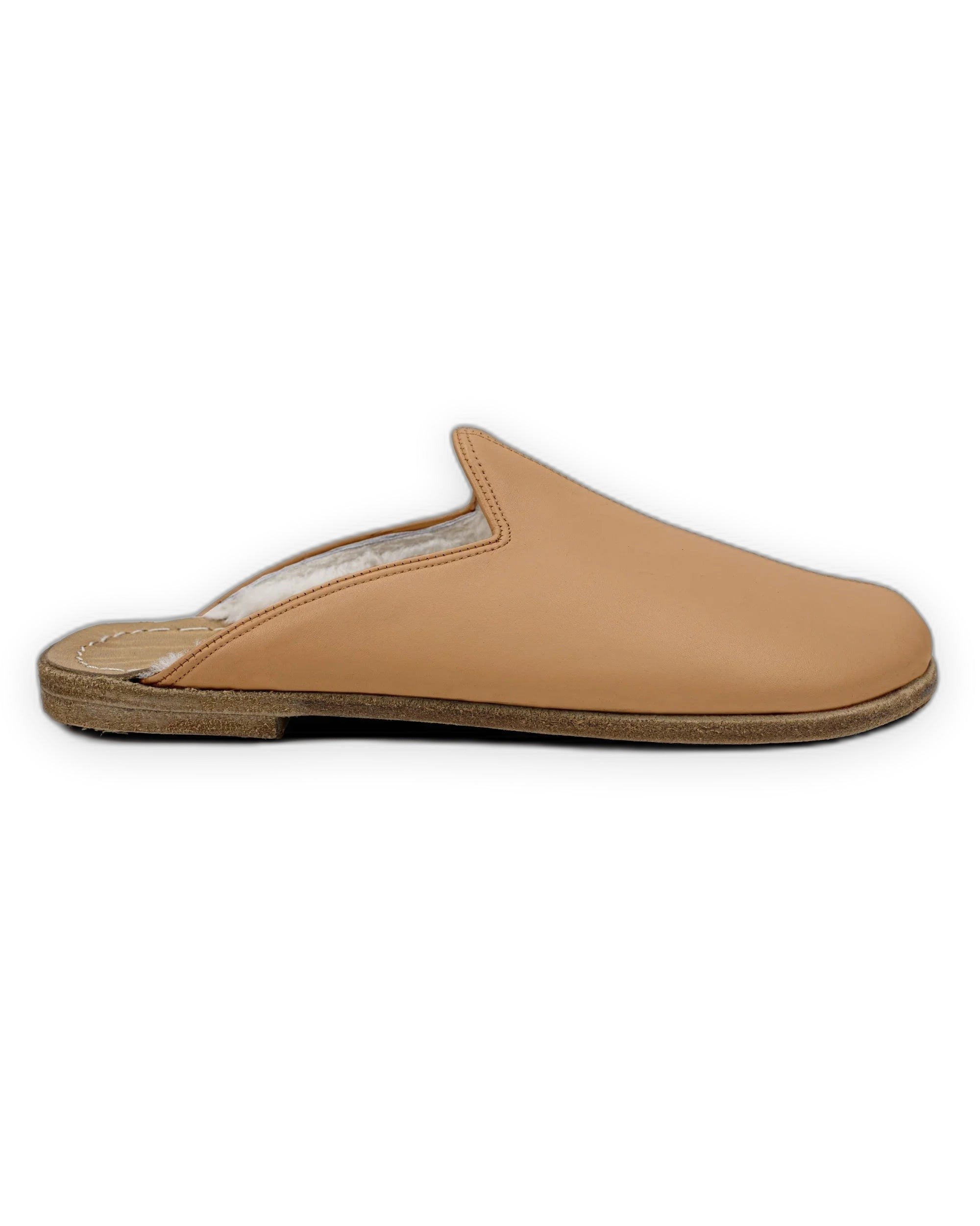 Sole detail Undyed Shearling Slippers - Zero Drop Calf Leather | Bespoky
