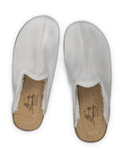 Side view White Shearling Slippers - Calf Leather Zero Drop | Bespoky