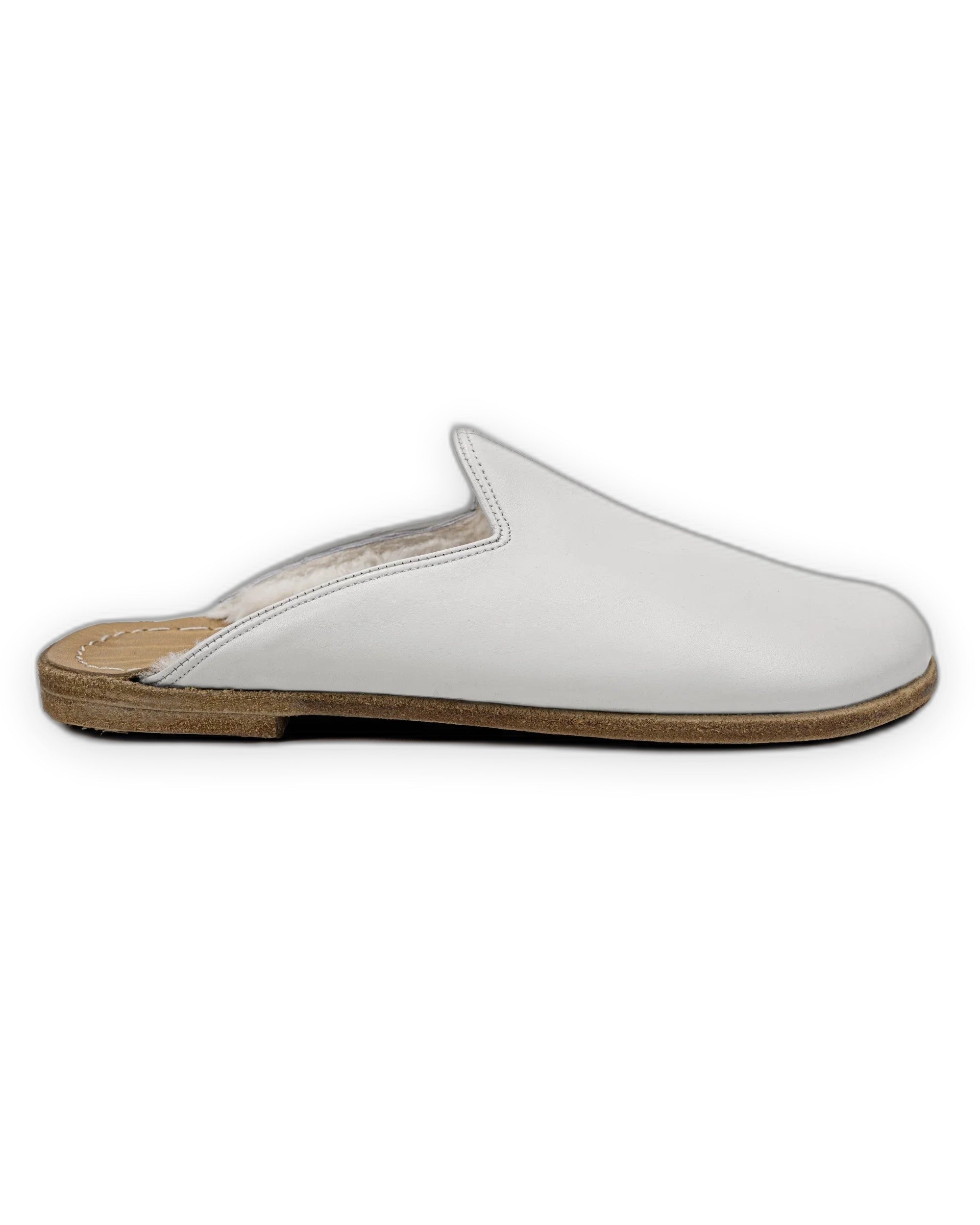 Sole detail White Shearling Slippers - Zero Drop Calf Leather | Bespoky