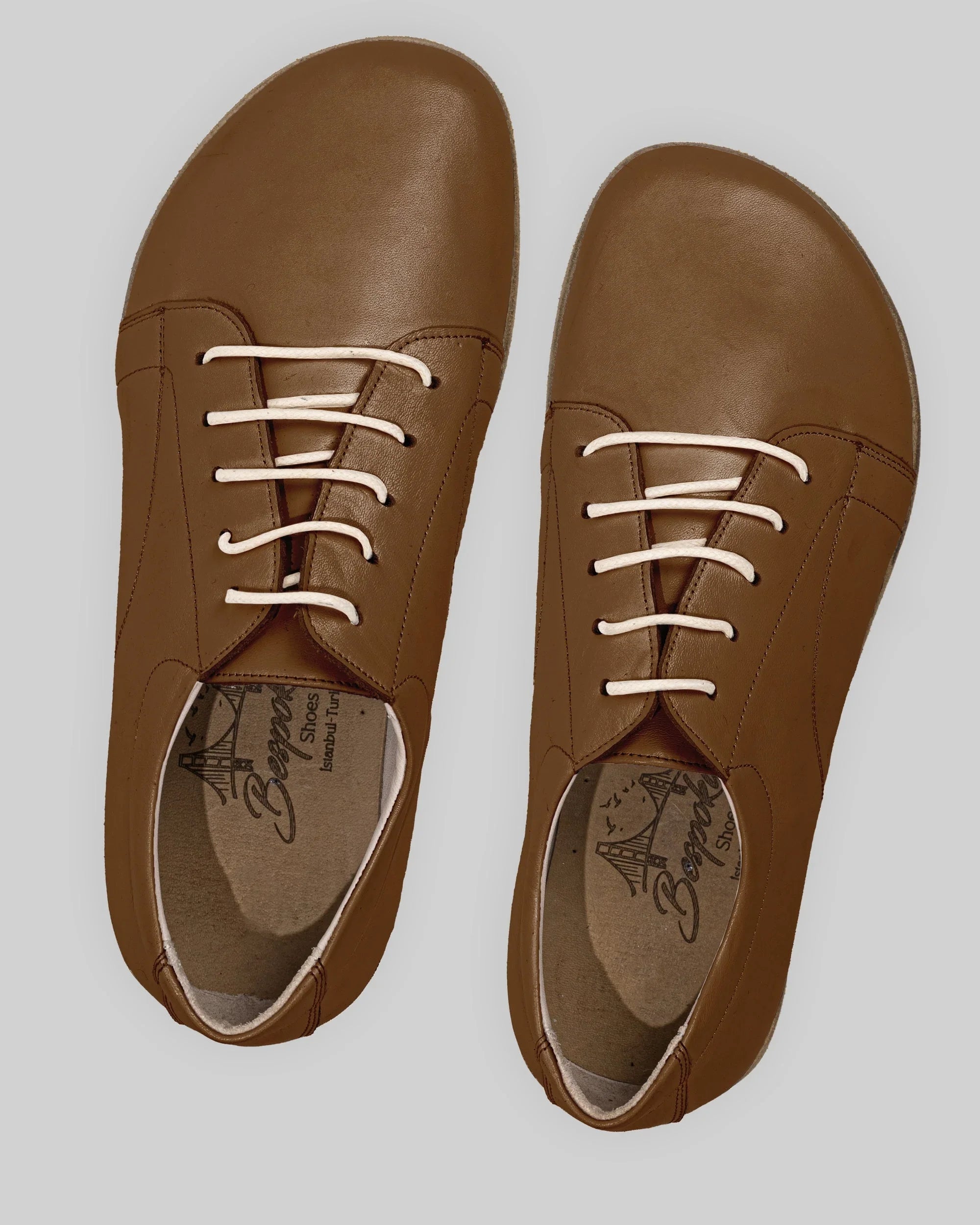 Side view Dark Tan Barefoot Sneaker - Calf Leather Zero Drop | Bespoky