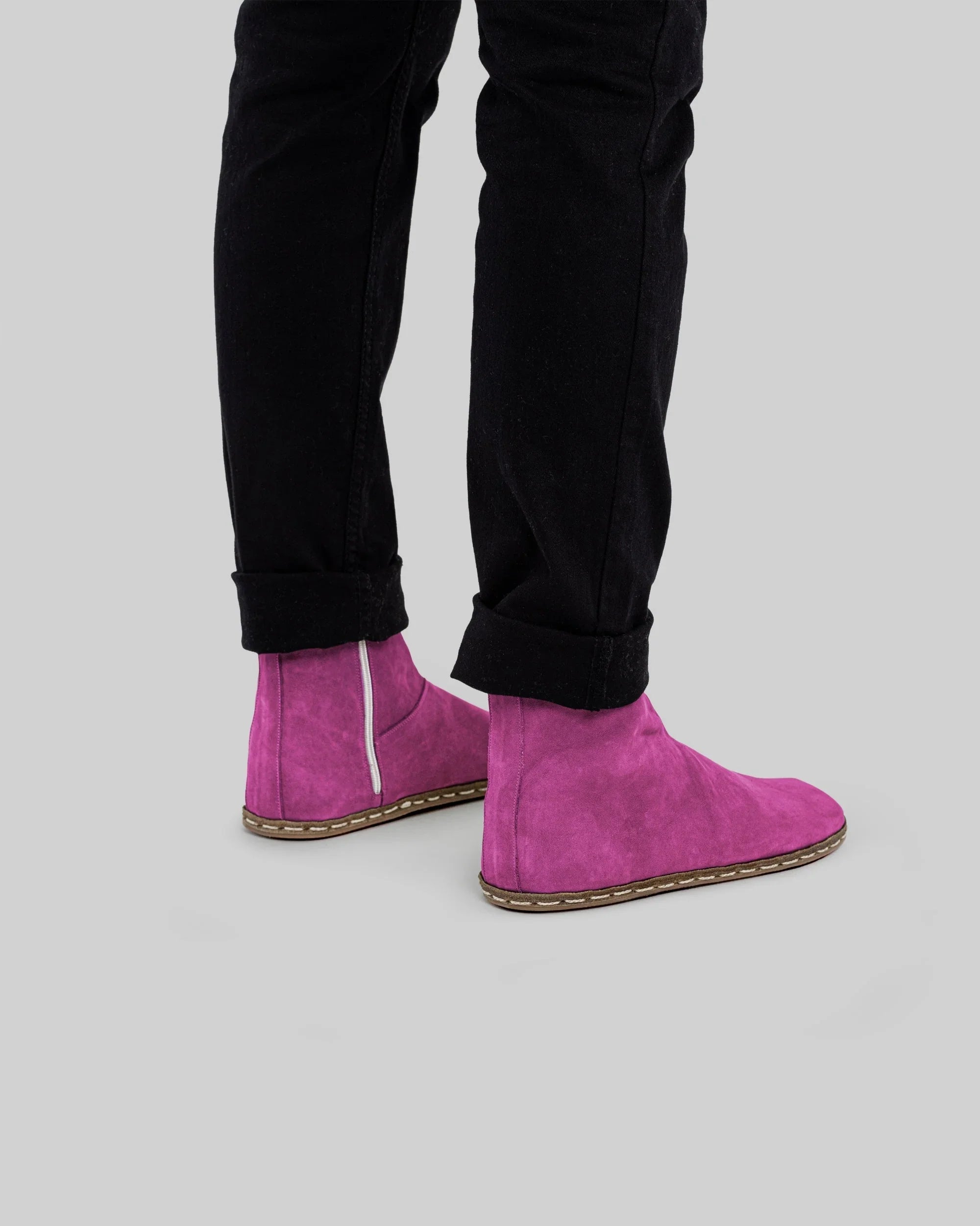 Pair Pink Chelsea Boots - Barefoot Wide Toe Calf Leather | Bespoky