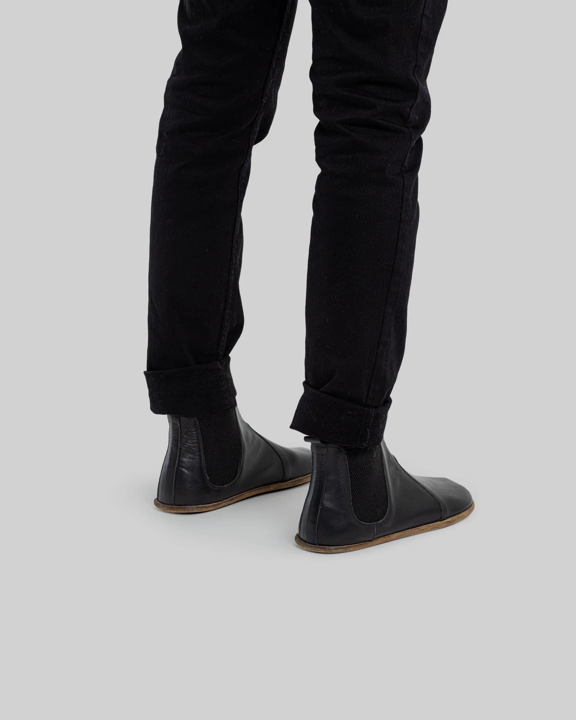 Pair Black Chelsea Boots - Barefoot Wide Toe Calf Leather | Bespoky