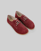 Men's Burgundy Suede Oxford Shoes - Handcrafted Calf Leather Wide Toe Box | Bespoky
