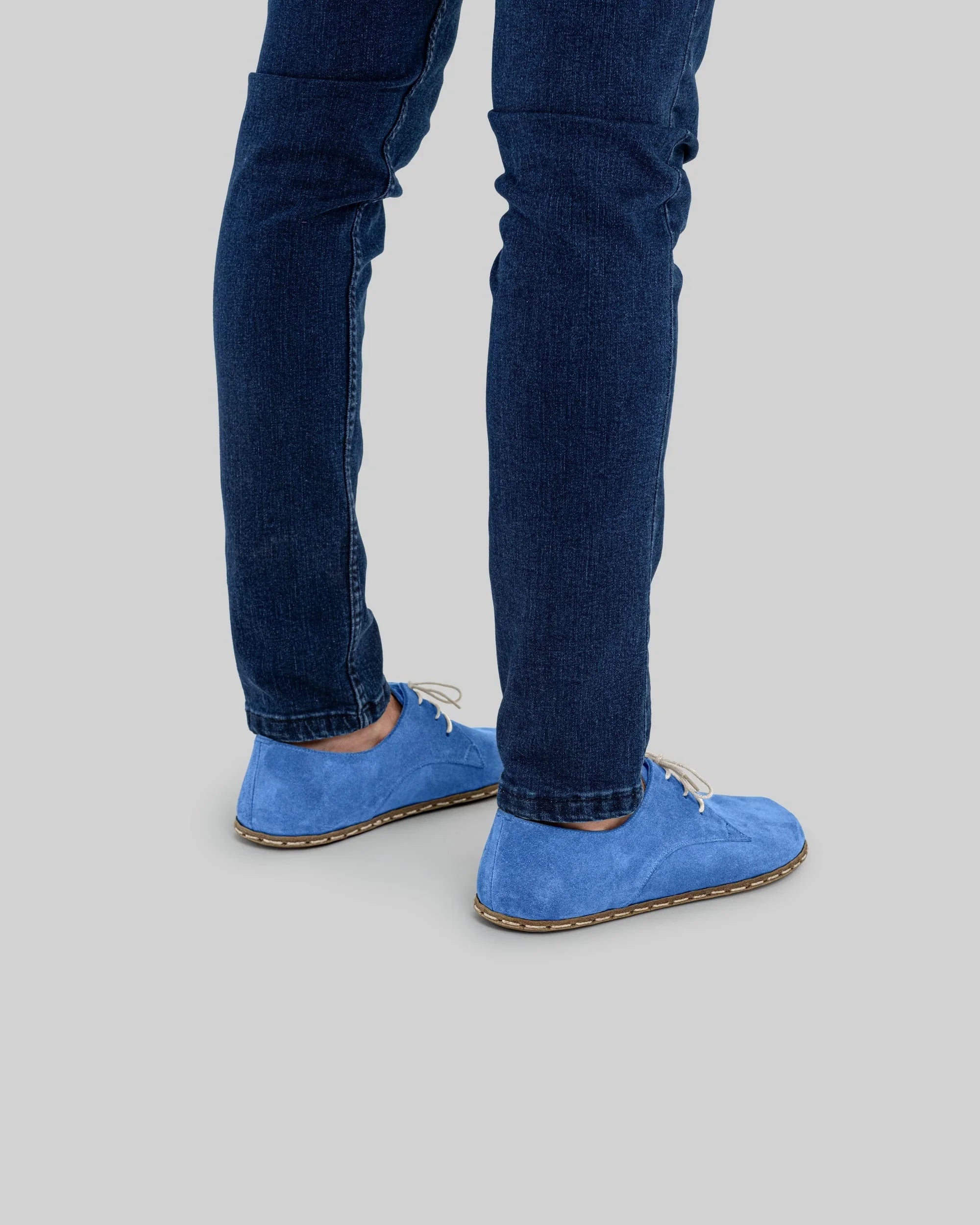 Top view Blue Suede Oxford Shoes - Handcrafted Calf Leather | Bespoky