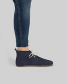 Close-up calf leather - Navy Nubuck Ankle Boots Detail | Bespoky