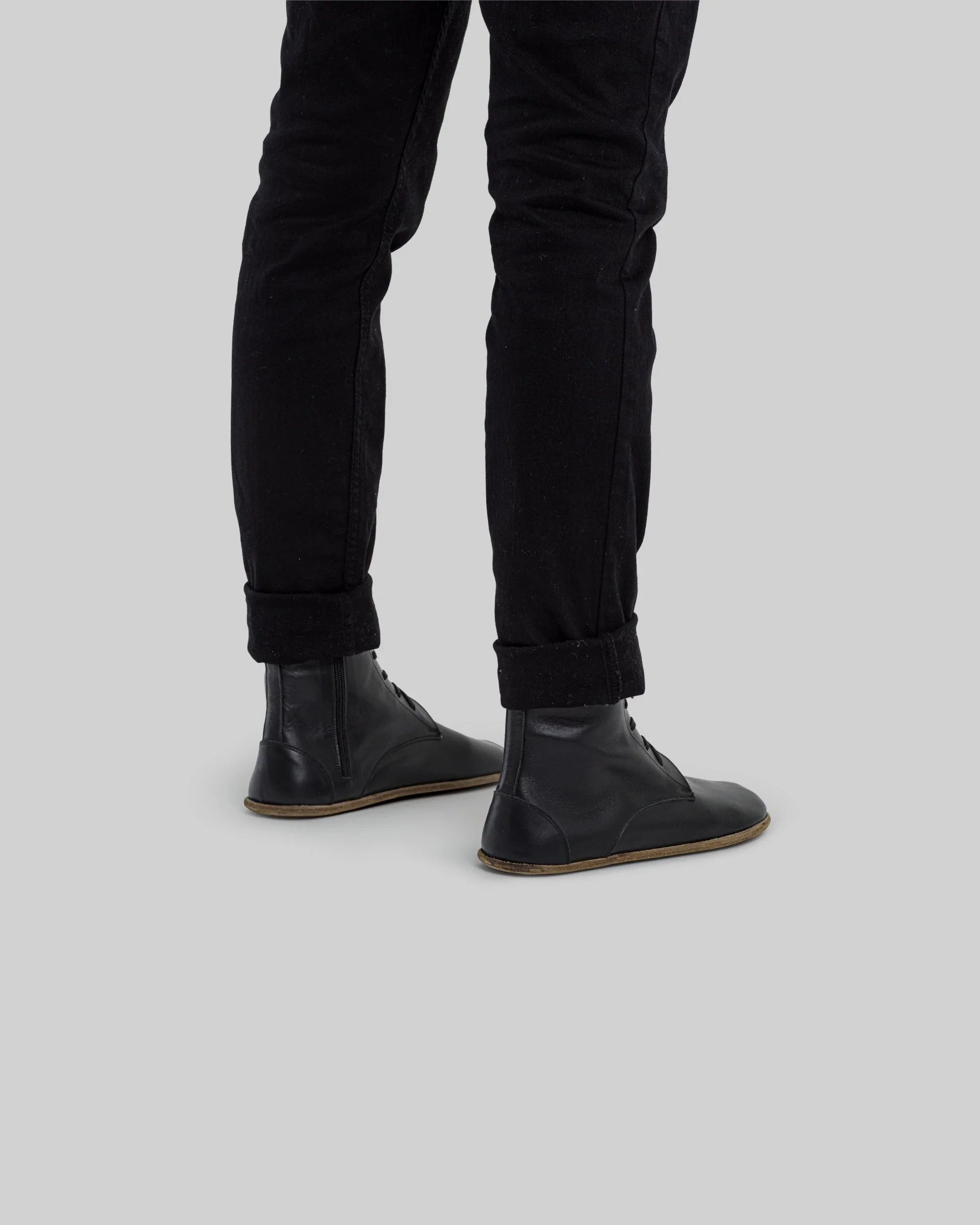 Back view Black Barefoot Boot - Calf Leather Handcrafted | Bespoky