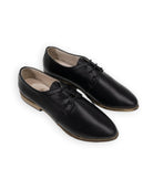 Women's Black Pointed Toe Oxford - Handcrafted Calf Leather Wide Toe Box | Bespoky