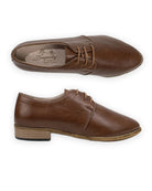 Pair Brown Pointed Toe Oxford - Barefoot Wide Toe Calf Leather | Bespoky