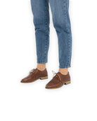 Close-up calf leather - Brown Pointed Toe Oxford Detail | Bespoky