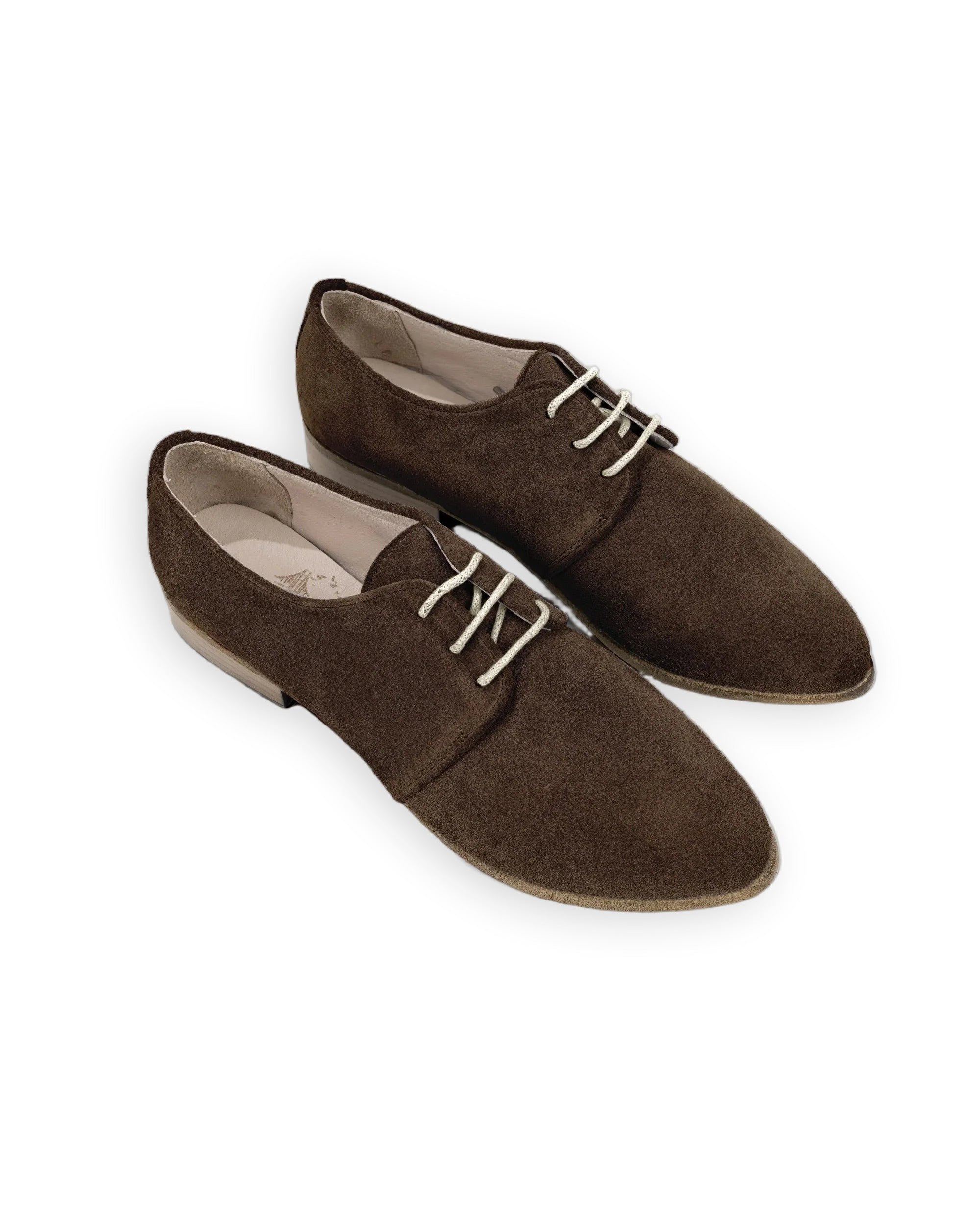 Women's Brown Pointed Toe Oxford - Handcrafted Calf Leather Wide Toe Box | Bespoky